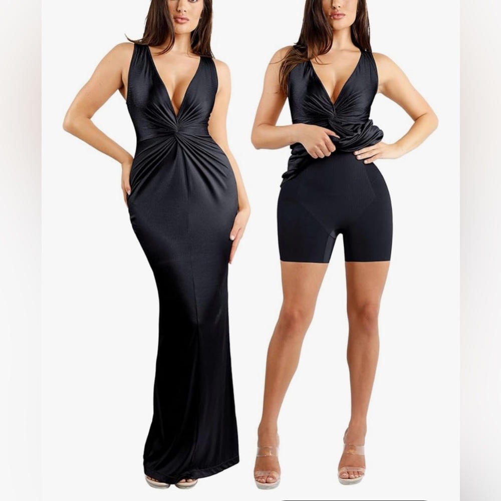 Black Twist-Front Maxi Dress - Womens